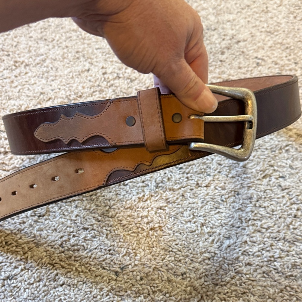 Justin Two-Tone Brown Leather Belt